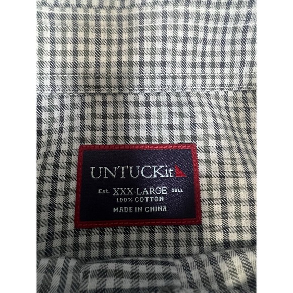 UNTUCKit Men's Frizzante Button Down Shirt Gray‎ Green Black Checkered Size 3XL - Picture 6 of 11